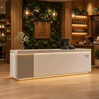Comptoir de service de luxe en bois à bords incurvés pour réception de bureau, fourni directement par l'usine