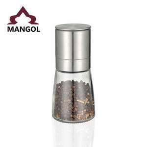 Molinillo de pimienta de acero inoxidable con cuerpo de vidrio, molinillo manual recargable, utensilio de cocina para especias y condimentos - Product Image 3