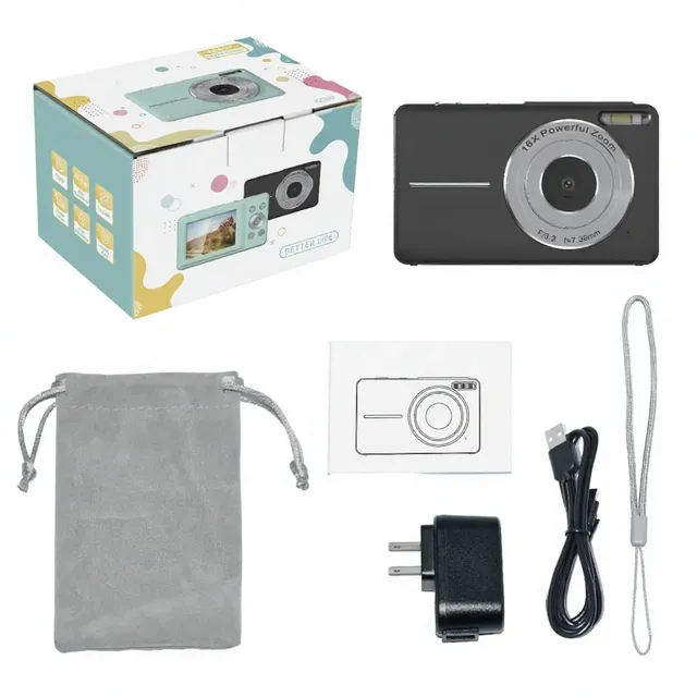 48MP 4K Digital Camera 16X Zoom FHD 1080P 2.4" LCD Portable Mini Camera Face Detection Smile Capture Kids Students