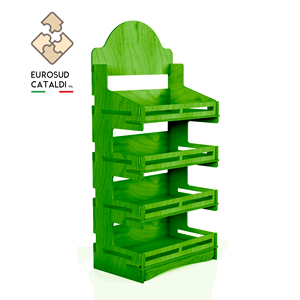 Espositore in legno di qualità verde EUROSUD CATALDI Made in Italy in betulla altezza 178 cm per negozi e supermercati. - Product Image 1