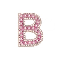 Nouvelles lettres thermocollantes en stock, alphabet en fer rose, patchs de lettres 3D en perles avec strass décoratifs pour chapeaux