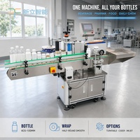 Machine d'étiquetage automatique de bouteilles rondes à rouleaux pour les boissons, les produits pharmaceutiques, les aliments et les cosmétiques, étiquettes demi-enroulées pour cylindres