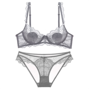 Lingerie sexy européenne et américaine pour femmes, dentelle transparente ultra-fine française, soutien-gorge grande taille, poitrine généreuse, effet amincissant - Product Image 2