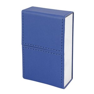 Étui à cigarettes portable en cuir et métal, design classique, boîte carrée, style classique pour le voyage, rangement pour fumeurs, imprimé bleu - Product Image 1