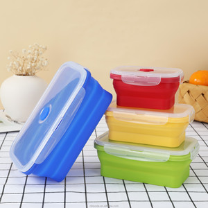 Máy rửa chén an toàn Silicone ráp Bát <span class=keywords><strong>Stackable</strong></span> Hộp Ăn Trưa vuông Silicone ráp container lưu trữ thực phẩm với nắp - Product Image 3