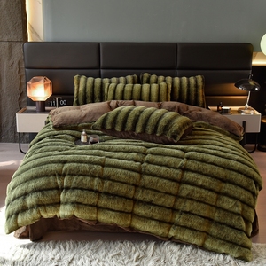 2025 mới Thỏ Nhung tấm ga trải giường bộ đồ giường đặt dày Bán Buôn Chăn sang trọng đôi giường Bìa mềm thỏ giả lông <span class=keywords><strong>Comforter</strong></span> - Product Image 2