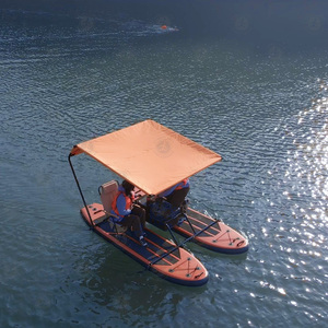 Flotador de agua Aquatic Adventure, bote de pesca inflable, tablas de remo para 2 personas con toldo de motor y asiento de salón - Product Image 1