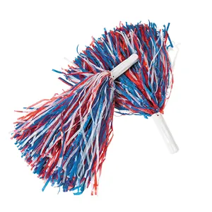 4th of July Party Supplies Red Blue White Color Patriotic Cheerleading Cheer Pom Poms Plastic Wholesale