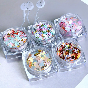 Lentejuelas de estrella hueca, lazo de pétalos de colores mezclados rosa dulce, parche geométrico, origen Guangzhou, embalaje básico - Product Image 1
