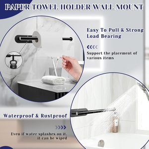 Tempat Tisu Dapur Perekat Sendiri dari Baja Anti Karat Hitam, Tahan Gores, untuk Penggunaan Dapur, Tahan Lama, 13.46x3.34x1.96 inci - Product Image 4