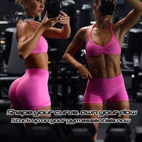 Ensemble de yoga et de fitness personnalisé pour femmes, respirant, uni, sans couture, en spandex/nylon, soutien-gorge de sport et short, effet push-up, ensemble de vêtements de sport 2 pièces