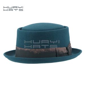HUAYI SOMBROS Personalizado Invierno 100% Lana Fieltro Fedora Sombreros <span class=keywords><strong>Porkpie</strong></span> Sombreros para Hombres - Product Image 2