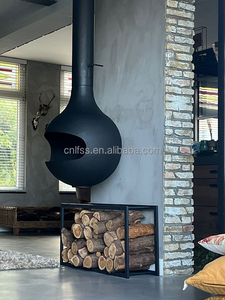 Cheminée suspendue à bois avec cheminée, en acier au carbone sphérique, rotation à 360 degrés - Product Image 3