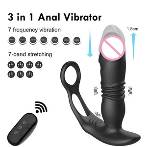 Remote Control Telescopic <strong>Butt</strong> <strong>Plug</strong> with Cock Ring Penis Delay Ejaculation Prostate Massage Vibrating Dlido Male Anal Vibrator - Product Image 2