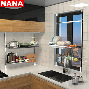 Window Storage Rack Stainless Steel Multi Layer Dish Drainer With <b>Tray</b> Hanging <b>Kitchen</b> Spice Rack Modern Design - Product Image 4