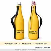 Housse isotherme en néoprène pour bouteille de champagne avec logo personnalisé, refroidisseur de vin portable avec sangle de transport et fermeture éclair, conception OEM personnalisée