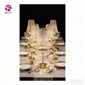 Supporto per <span class=keywords><strong>Lampadario</strong></span> da Matrimonio Dorato con Perline di Cristallo, Centrotavola Illuminato, Vaso da <span class=keywords><strong>Tavolo</strong></span>, <span class=keywords><strong>Lampadario</strong></span> per Decorazioni di Feste - Product Image 2