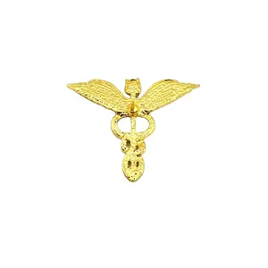 Medical Logo Sceptre Stethoscope Chest Vintage Pin Brooch for Nurse Doctor Emergency Badge