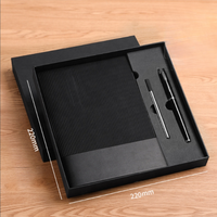 Cahier de notes d'affaires A5 de haute qualité avec reliure thermique en cuir PU et coffret cadeau stylo