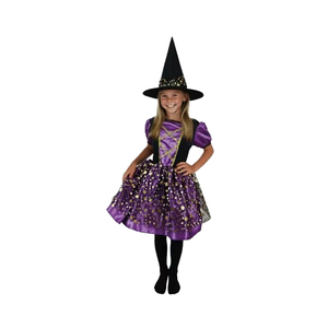 Elegante oro viola piccolo vestito da <span class=keywords><strong>strega</strong></span> cappello Cosplay Costume di Halloween per le ragazze per i bambini - Product Image 4