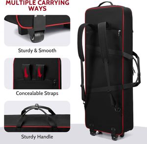 61 Key Keyboard Case with Wheels, Internal Size: 41.7"x 14.5"x 5.7", Waterproof Padded <b>Rolling</b> Gig <b>Bag</b> Keyboard Piano Case - Product Image 4