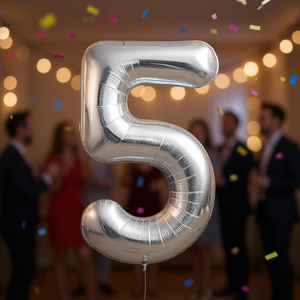 Party Love Number <b>5</b> <b>Balloon</b> 80cm Silver Foil Metallic Birthday Party Decorations Kids Celebration Supplies - Product Image 2