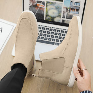 Bottes <span class=keywords><strong>Chelsea</strong></span> pour hommes, hauteur mi-mollet, en daim de vache, grande taille, légères, semelle souple, couleur unie, simples, respirantes - Product Image 4