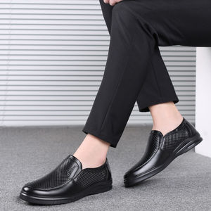 Mocasines Negros Transpirables para Hombre, Punta Redonda, Sin Cordones, Zapatos Casuales de Verano, Suela de Goma Suave, Forro de PU, Logotipo Deportivo en Relieve - Product Image 6