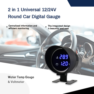Wenle 2-in-1 LCD kỹ thuật số xe sửa đổi tự động thiết bị điện tử 12V Ánh sáng màu xanh nhiệt độ nước Vôn kế Đo với Temp cảm biến - Product Image 3