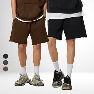 Short de jogging d'été, vêtements actifs, séchage rapide, blanc, lavé à l'acide, baggy - Product Image 3