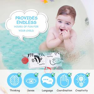 Livre en tissu froissé avec hochet et jouets sensoriels à toucher et à sentir, anneau de dentition doux pour bébés - Product Image 5