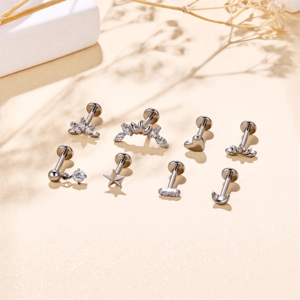Pendientes <span class=keywords><strong>de</strong></span> <span class=keywords><strong>Titanio</strong></span> <span class=keywords><strong>de</strong></span> Grado Implante ASTM F136 con Rosca Interna para Labret, Hélix, Tragus y Labio, Joyería Fina para <span class=keywords><strong>Piercing</strong></span> Corporal - Product Image 3