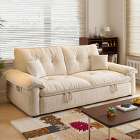Sofá Cama 3 en 1 Color Blanco Crema, Sofá Cama Moderno de Tela Lavable con Mecanismo Extraíble, Sofá Cama para Sala de Estar con Funda Extraíble