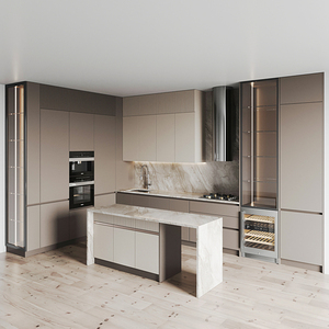 Set di Mobili da <span class=keywords><strong>Cucina</strong></span> Moderni e di Lusso in Alluminio Grigio e PVC, Pronti per il Montaggio - Product Image 2