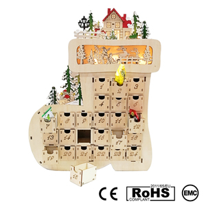Bằng gỗ <span class=keywords><strong>Advent</strong></span> lịch với 24 ngăn kéo bằng gỗ laser cắt cảnh giáng sinh và ánh sáng lên cho món quà giáng sinh - Product Image 2