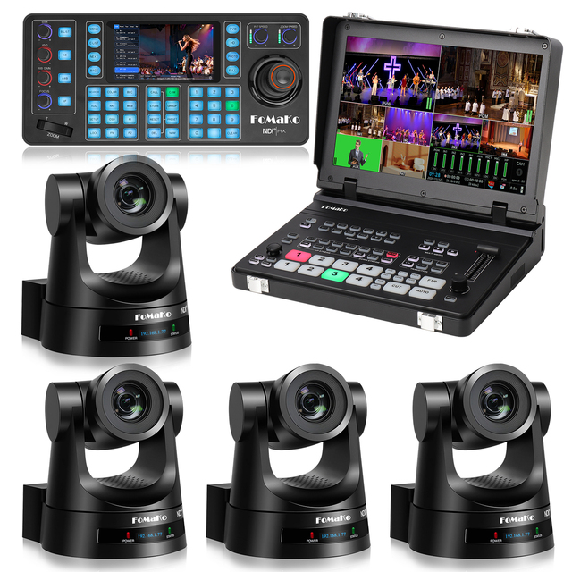 FoMaKo 1080P 20X NDI PTZ Camera Bundle(KN20Ax4+KC608N+M5)