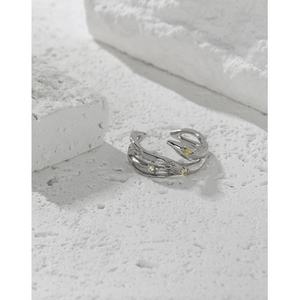 Poufsouffle <span class=keywords><strong>blaireau</strong></span> Zircon bijoux Texture texturée bague ouverte bague en argent Sterling femme personnalisée - Product Image 3