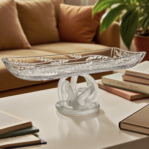 Bandeja Decorativa Rectangular de Vidrio con Patrón Floral Grabado, Diseño Contemporáneo, Pieza Única - Product Image 2