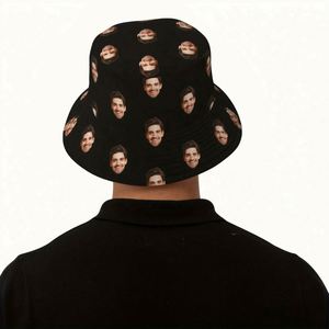 Custom Personalized Cartoon Face Design Bucket <b>Hat</b> for <b>Men</b> and Women Fashionable Summer Beach Fishing <b>Sun</b> Cap Daily Applicable - Product Image 1