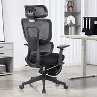 Chaise de bureau ergonomique en maille avec accoudoirs 3D, dossier réglable, repose-pieds et siège réglable en hauteur pour la maison/le bureau