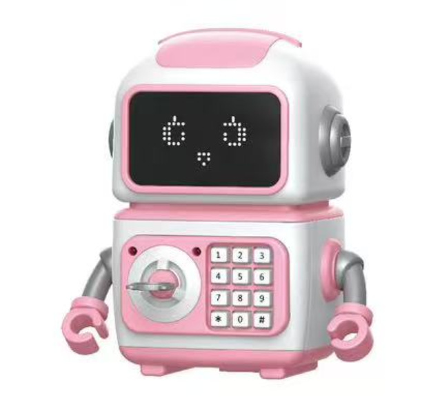 Hucha robot con llave-rosa