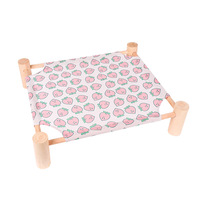 Lit de camping XL pour animaux de compagnie, amovible, lavable, rafraîchissant, imperméable, hamac d'été pour chien et chat, en bois, en peluche, portable, rembourrage en polyester