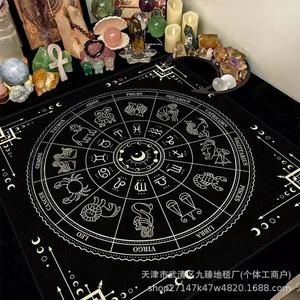 Embroidered Zodiac <b>Tablecloth</b> <b>Square</b> Velvet Mat Starry Sky Pattern Magic Backdrop For Tarot Card Game - Product Image 3