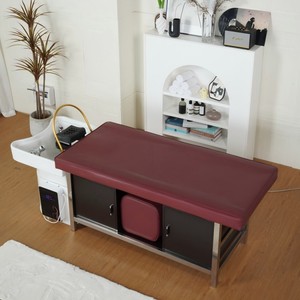Lit de lavage capillaire professionnel bordeaux avec circulation <span class=keywords><strong>d</strong></span>'eau et armoire, pour salon de coiffure - Product Image 2