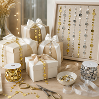 Chaîne de sequins ronds mélangés or et argent de 20 m par rouleau pour la décoration de fond de scène, de rideaux de porte, de mariages et d'anniversaires