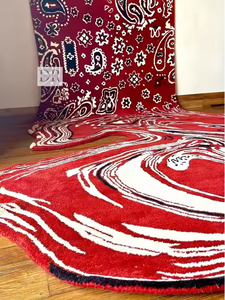 Latest Design Persian Maroon Blue Luxury Hand <b>Tufted</b> Wool <b>Rug</b> Modern High Quality Washable Non-Slip Dining Living Room Home - Product Image 4