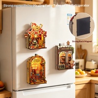 Aimant de réfrigérateur 3D, aimant décoratif pour réfrigérateur avec lumière |   Mini puzzle en bois pour adultes, décoration de cuisine à domicile