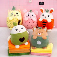 Couette fruits en peluche super douce 2 en 1 avec logo personnalisable pour enfants sieste canapé coussin climatisation couverture PP coton pour anniversaire