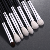 IPRESTA – Ensemble de 12 pinceaux à sourcils et yeux professionnels en bois, poils naturels noirs et argentés, ultra-fins et pointus, pour maquillage et rasage