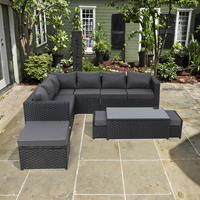 Ensemble de meubles de jardin en rotin tressé moderne 9 places, canapé d'extérieur, salle à manger confortable et durable pour villa, cour, salon, patio